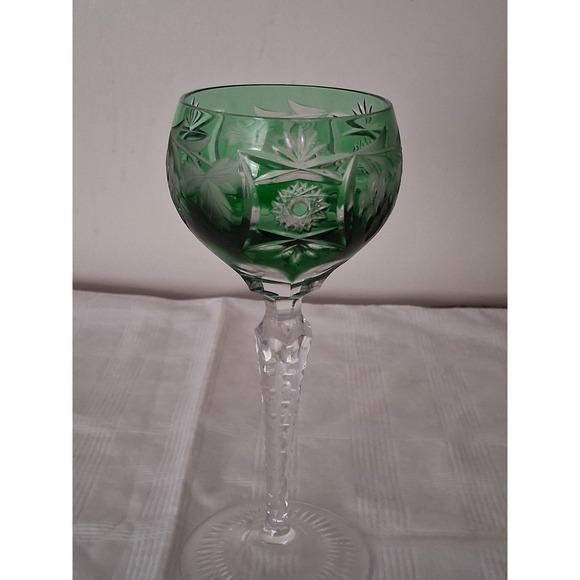 Nachtmann Other - Vintage nachtmann traube Emerald Green Cut Clear Crystal Wine Hock Grape 8.25"